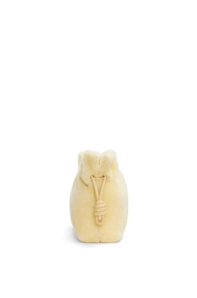 Loewe Flamenco Clutch In Shearling Vanilla Women Pouches and Clutches