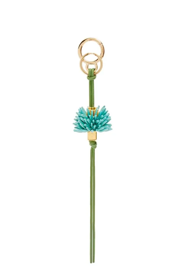 Loewe Flower Dice Charm In Classic Calfskin And Brass Fresh Mint Women Bag Charms and Keyrings Loewe Flower Dice Charm In Classic Calfskin And Brass Fresh Mint Women Bag Charms and Keyrings