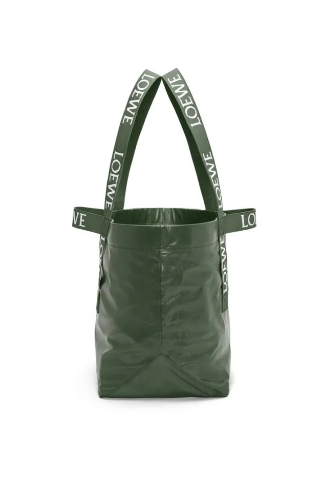 Loewe Fold Shopper In Paper Calfskin Bottle Green Men Travel Bags