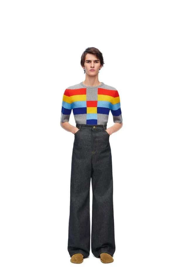 Loewe High Waisted Jeans In Denim Raw Denim Men Trousers and Shorts