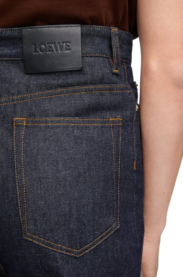 Loewe High Waisted Jeans In Denim Raw Denim Men Trousers and Shorts