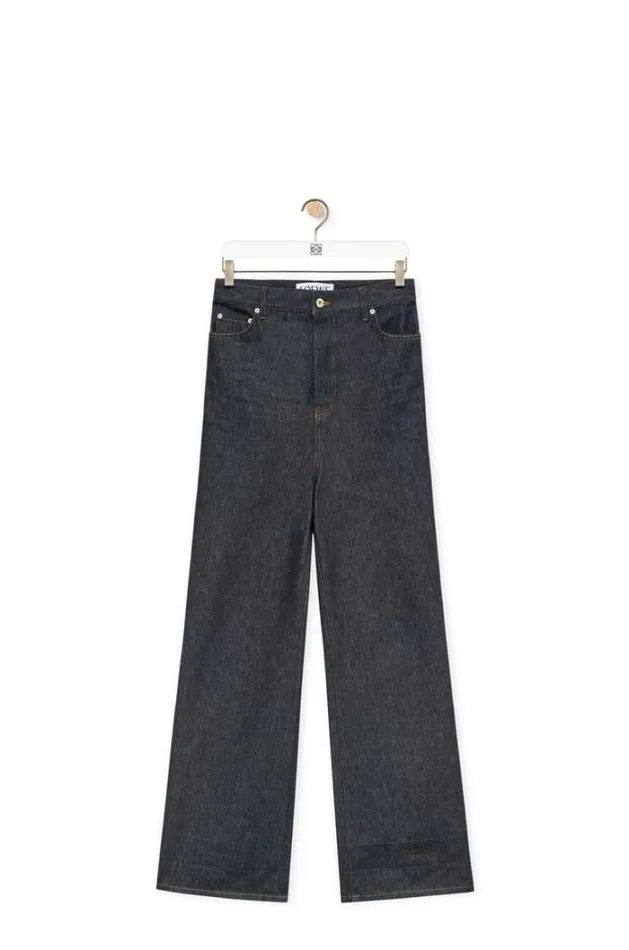 Loewe High Waisted Jeans In Denim Raw Denim Men Trousers and Shorts