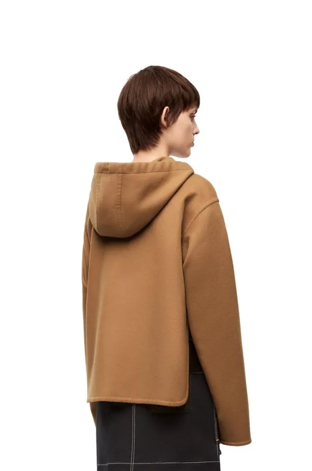 Loewe Hooded Jacket In Wool And Cashmere Camel Women Jackets