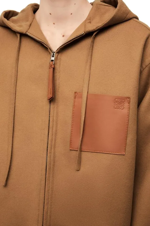 Loewe Hooded Jacket In Wool And Cashmere Camel Women Jackets