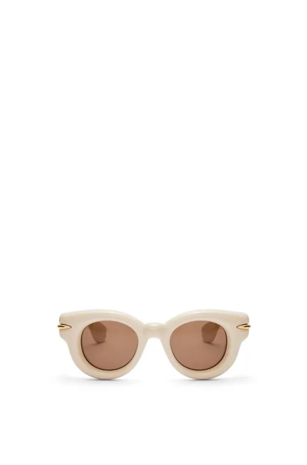 Loewe Inflated Round Sunglasses In Nylon Ivorybrown Women Sunglasses