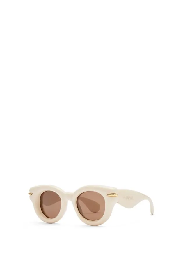 Loewe Inflated Round Sunglasses In Nylon Ivorybrown Women Sunglasses