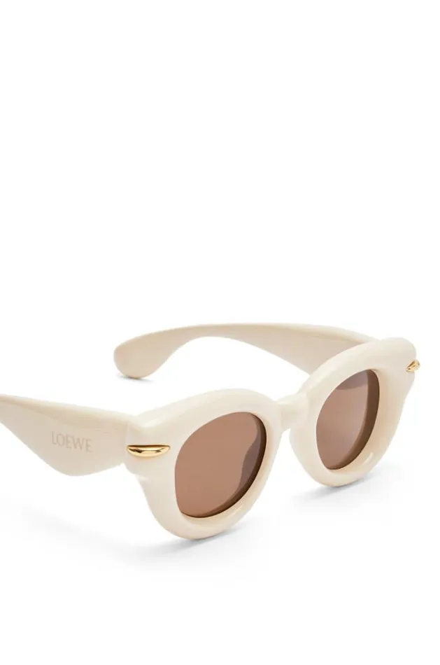 Loewe Inflated Round Sunglasses In Nylon Ivorybrown Women Sunglasses