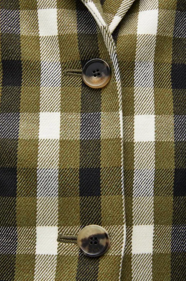 Loewe Jacket In Wool And Linen Khaki Greeenblackwhite Women Jackets