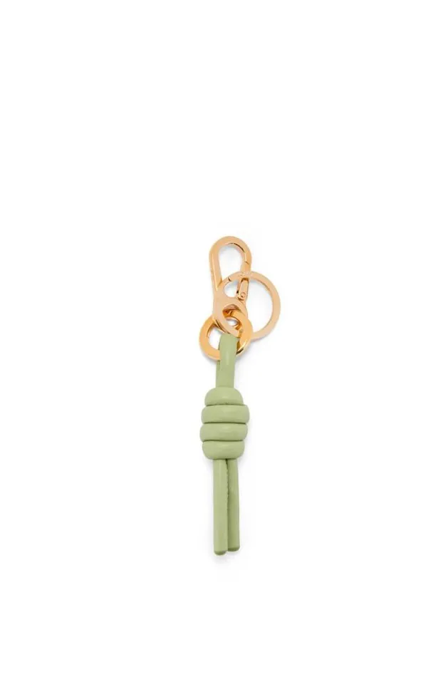 Loewe Knot Charm In Classic Calfskin And Brass Lime Green Women Bag Charms and Keyrings Loewe Knot Charm In Classic Calfskin And Brass Lime Green Women Bag Charms and Keyrings