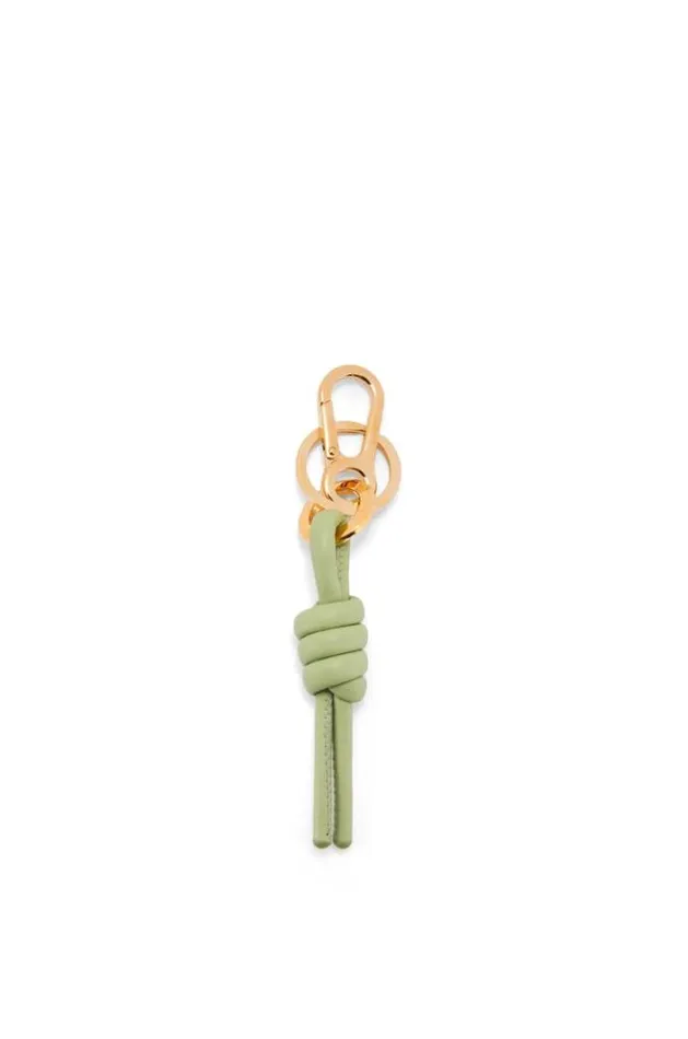 Loewe Knot Charm In Classic Calfskin And Brass Lime Green Women Bag Charms and Keyrings Loewe Knot Charm In Classic Calfskin And Brass Lime Green Women Bag Charms and Keyrings