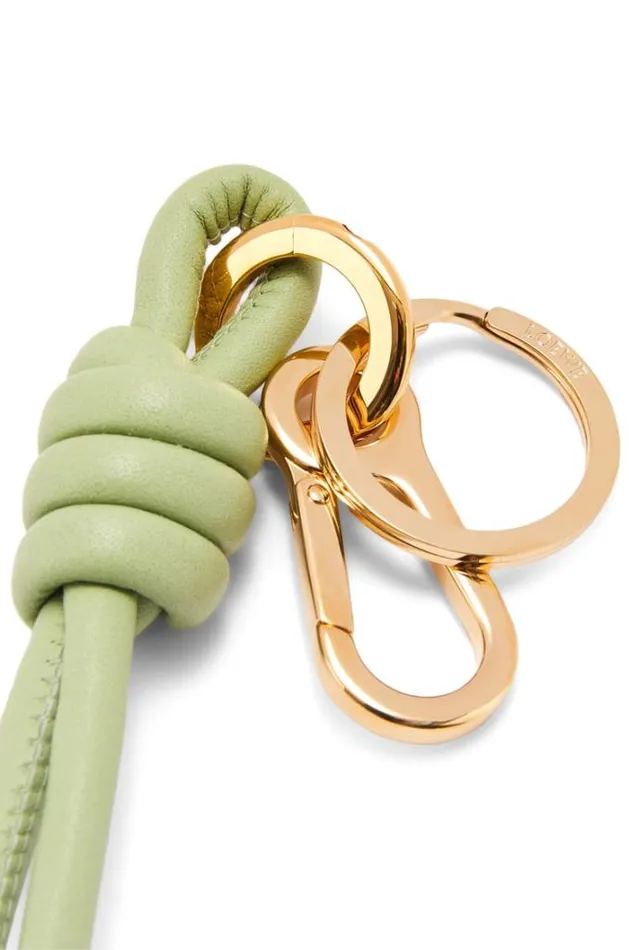 Loewe Knot Charm In Classic Calfskin And Brass Lime Green Women Bag Charms and Keyrings Loewe Knot Charm In Classic Calfskin And Brass Lime Green Women Bag Charms and Keyrings