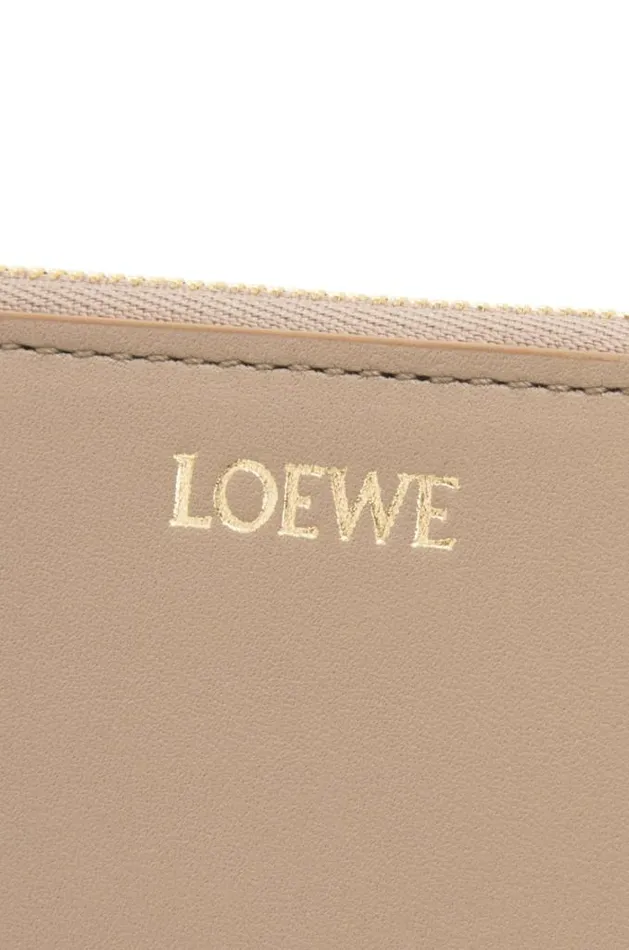 Loewe Knot Compact Zip Wallet In Shiny Nappa Calfskin Sand Blue Iceberg Women Small Wallets
