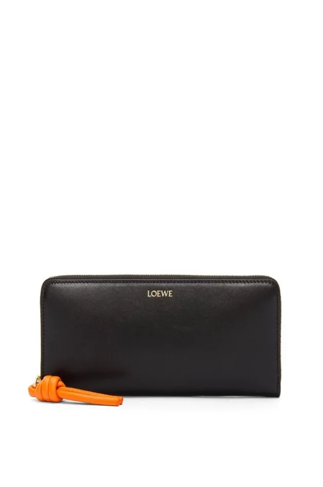 Loewe Knot Zip Around Wallet In Shiny Nappa Calfskin Blackbright Orange Women Large Wallets Loewe Knot Zip Around Wallet In Shiny Nappa Calfskin Blackbright Orange Women Large Wallets