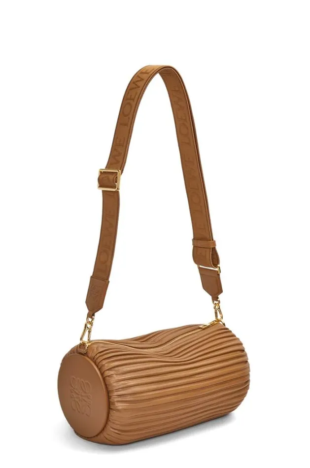 Loewe Large Bracelet Pouch In Pleated Nappa Oak Women Crossbody Bags
