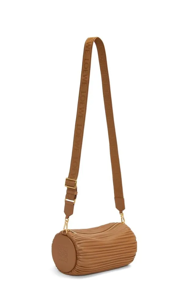 Loewe Large Bracelet Pouch In Pleated Nappa Oak Women Crossbody Bags