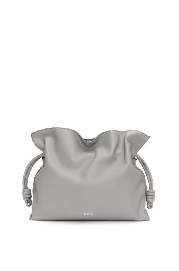 Loewe Large Flamenco Clutch In Nappa Calfskin Pearl Grey Women Shoulder Bags