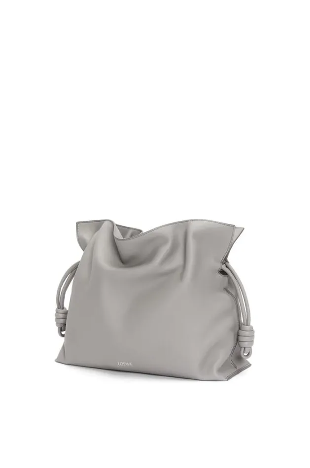 Loewe Large Flamenco Clutch In Nappa Calfskin Pearl Grey Women Shoulder Bags