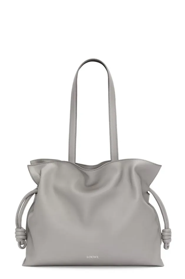 Loewe Large Flamenco Clutch In Nappa Calfskin Pearl Grey Women Shoulder Bags