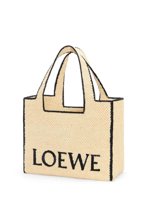 Loewe Large LOEWE Font Tote In Raffia Natural Women Baskets