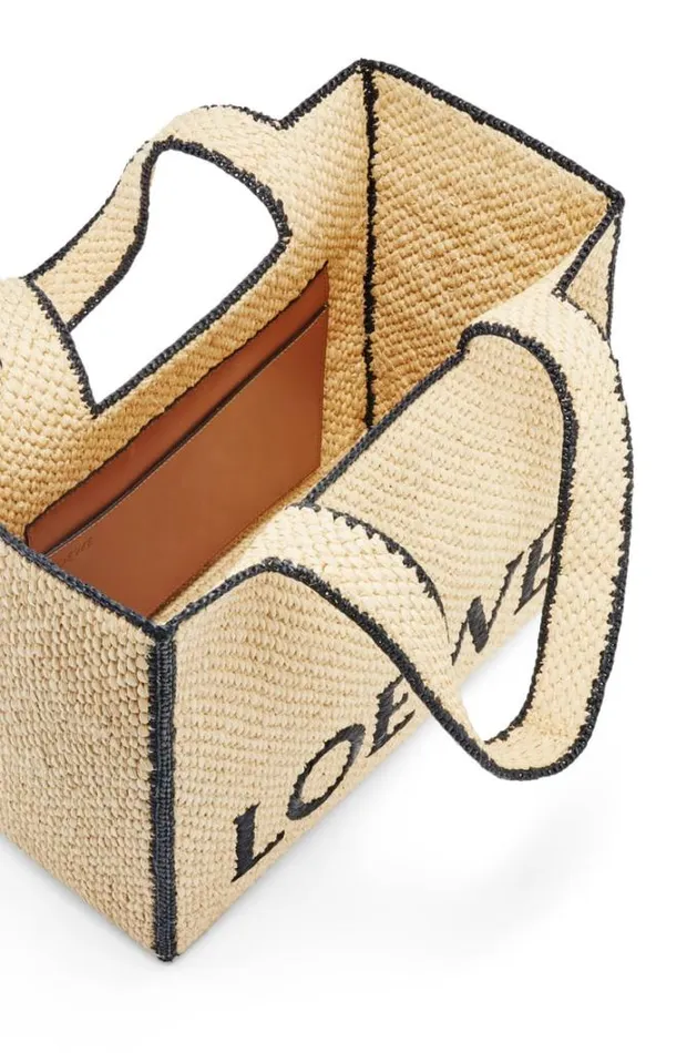 Loewe Large LOEWE Font Tote In Raffia Natural Women Baskets