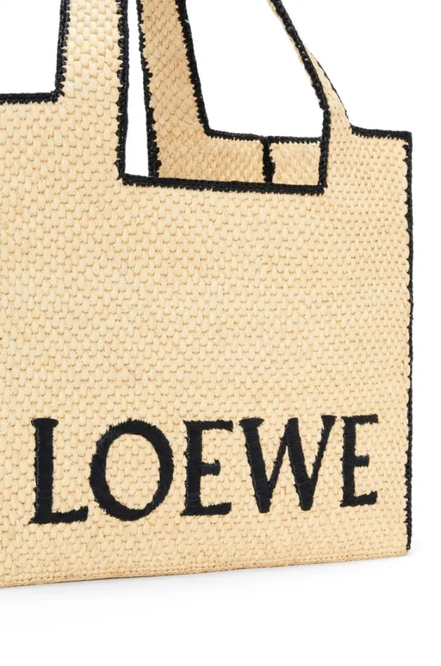 Loewe Large LOEWE Font Tote In Raffia Natural Women Baskets