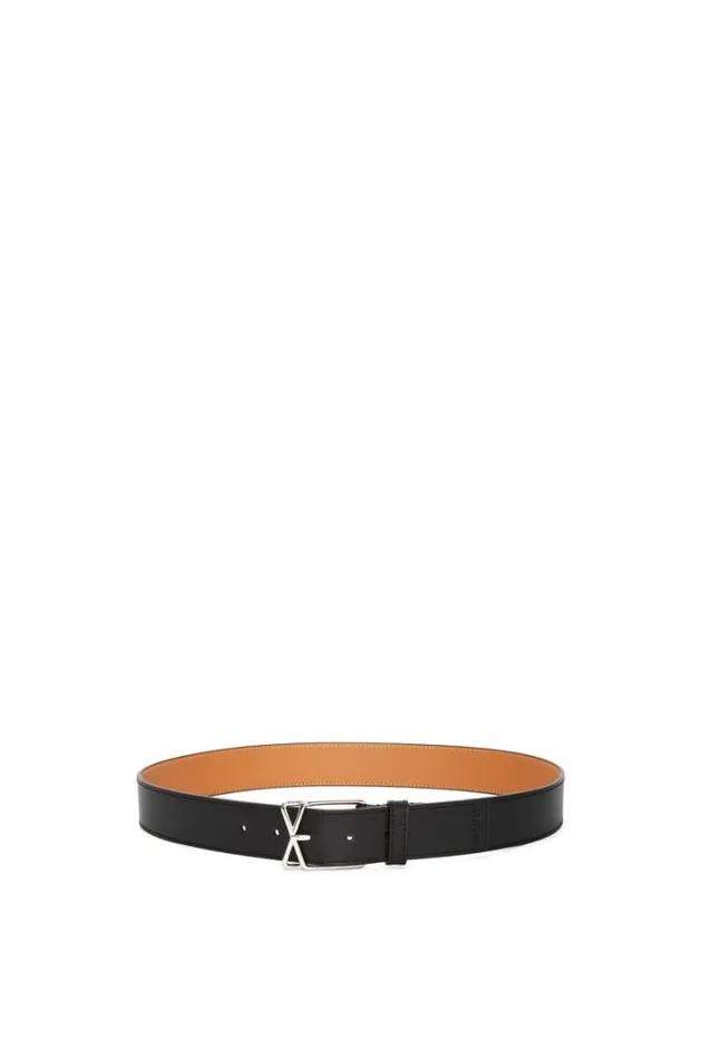 Loewe Layered Cross Buckle Belt In Smooth Calfskin Blackpalladium Men Belts