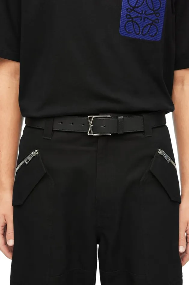 Loewe Layered Cross Buckle Belt In Smooth Calfskin Blackpalladium Men Belts