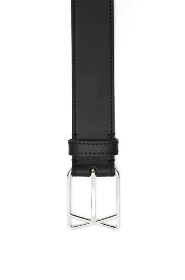 Loewe Layered Cross Buckle Belt In Smooth Calfskin Blackpalladium Men Belts