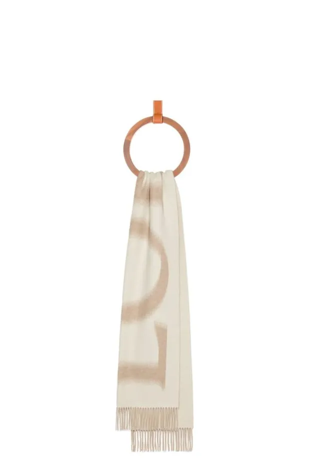 Loewe LOEWE Scarf In Wool And Cashmere Whitebeige Men Scarves