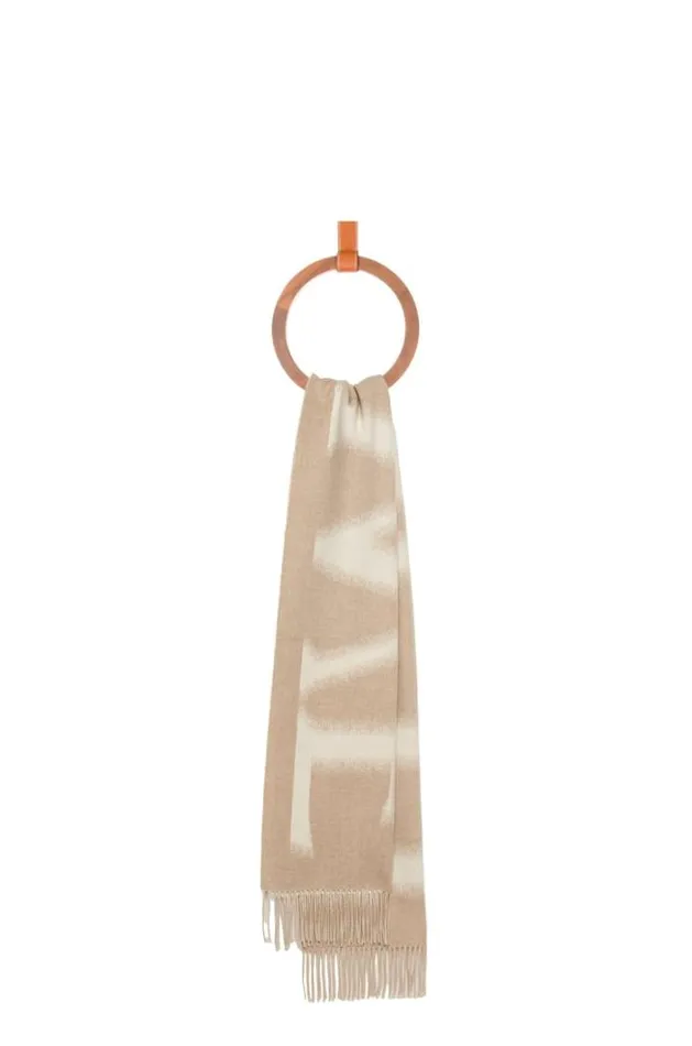 Loewe LOEWE Scarf In Wool And Cashmere Whitebeige Men Scarves