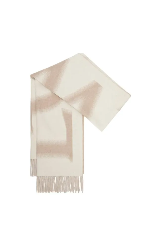 Loewe LOEWE Scarf In Wool And Cashmere Whitebeige Men Scarves