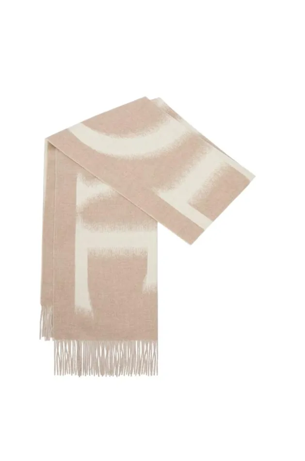 Loewe LOEWE Scarf In Wool And Cashmere Whitebeige Men Scarves