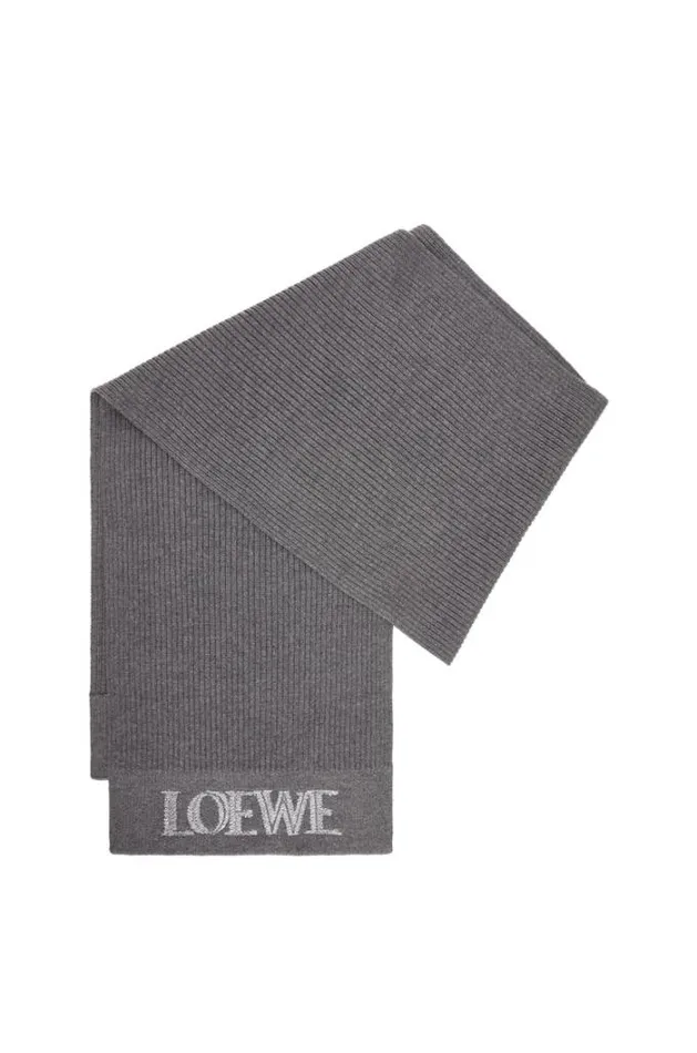 Loewe LOEWE Scarf In Wool Dark Grey Women Scarves