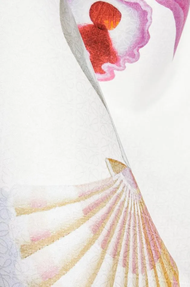 Loewe Maruja Mallo Scarf In Silk Light Beigemulticolor Women Scarves