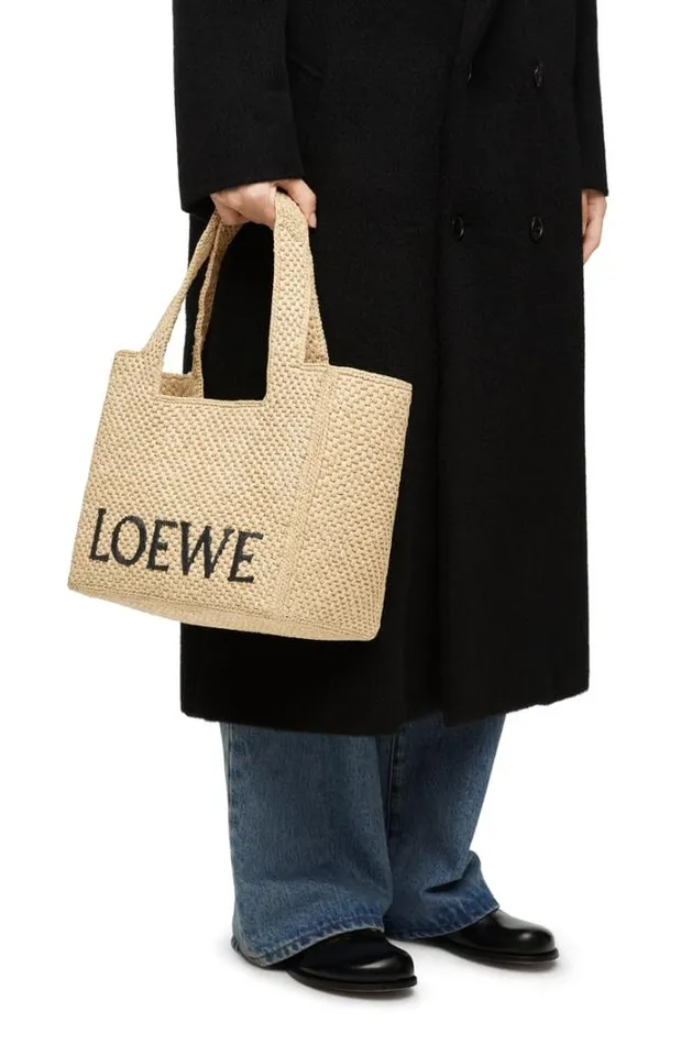 Loewe Medium LOEWE Font Tote In Raffia Natural Women Baskets