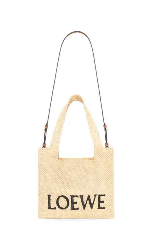 Loewe Medium LOEWE Font Tote In Raffia Natural Women Baskets