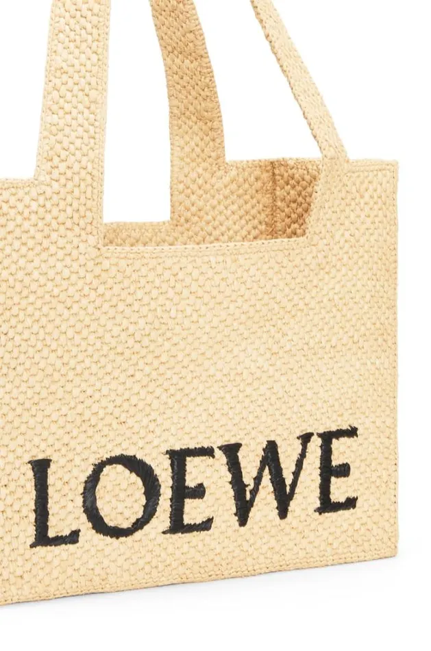 Loewe Medium LOEWE Font Tote In Raffia Natural Women Baskets
