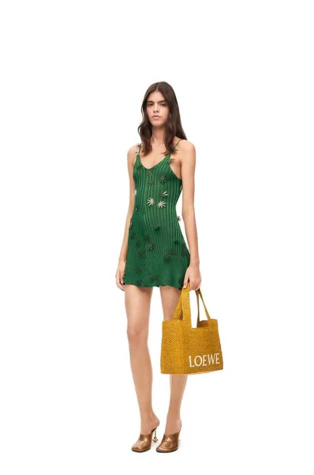 Loewe Medium LOEWE Font Tote In Raffia Ochre Women Tote and Top Handle Bags