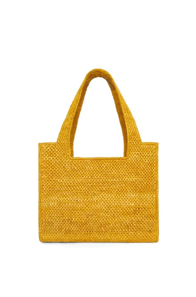 Loewe Medium LOEWE Font Tote In Raffia Ochre Women Tote and Top Handle Bags