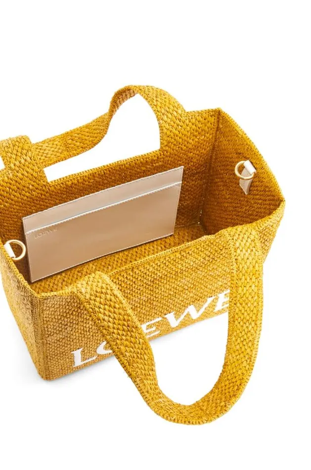 Loewe Medium LOEWE Font Tote In Raffia Ochre Women Tote and Top Handle Bags