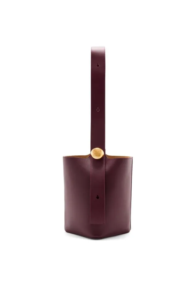 Loewe Medium Pebble Bucket Bag In Mellow Calfskin Dark Burgundy Women Crossbody Bags