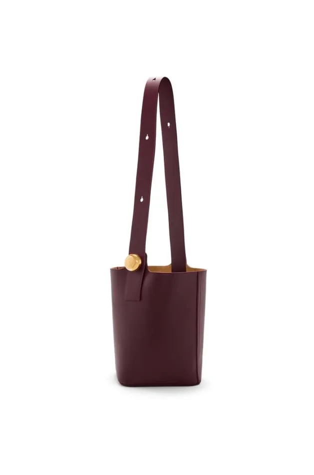 Loewe Medium Pebble Bucket Bag In Mellow Calfskin Dark Burgundy Women Crossbody Bags
