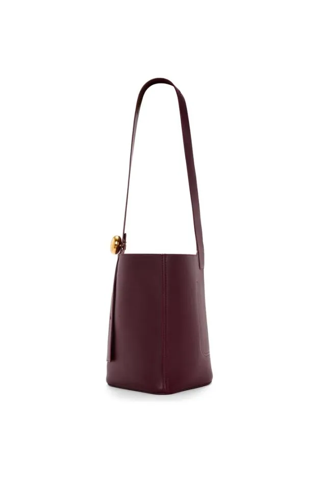 Loewe Medium Pebble Bucket Bag In Mellow Calfskin Dark Burgundy Women Crossbody Bags
