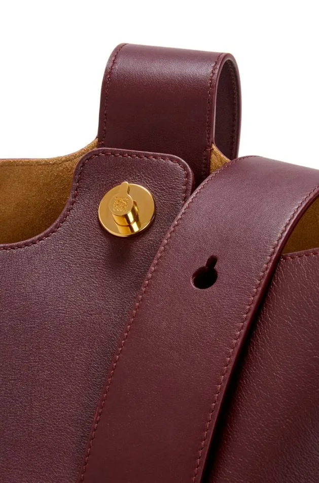 Loewe Medium Pebble Bucket Bag In Mellow Calfskin Dark Burgundy Women Crossbody Bags