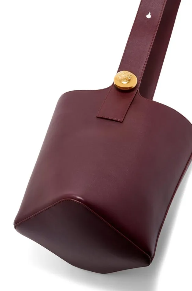 Loewe Medium Pebble Bucket Bag In Mellow Calfskin Dark Burgundy Women Crossbody Bags