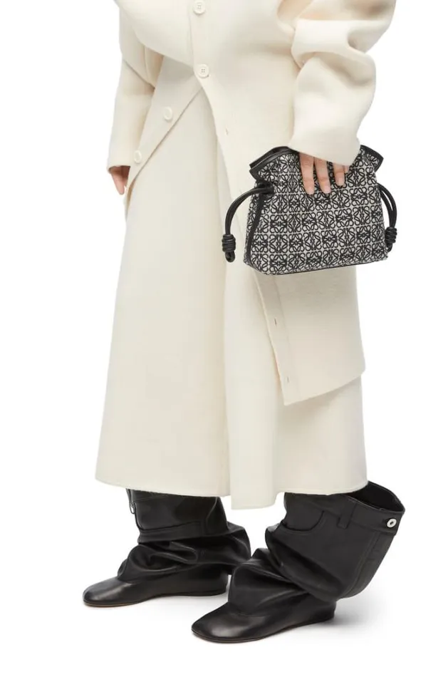 Loewe Mini Flamenco Clutch In Anagram Jacquard And Calfskin Navyblack Women Mini Bags