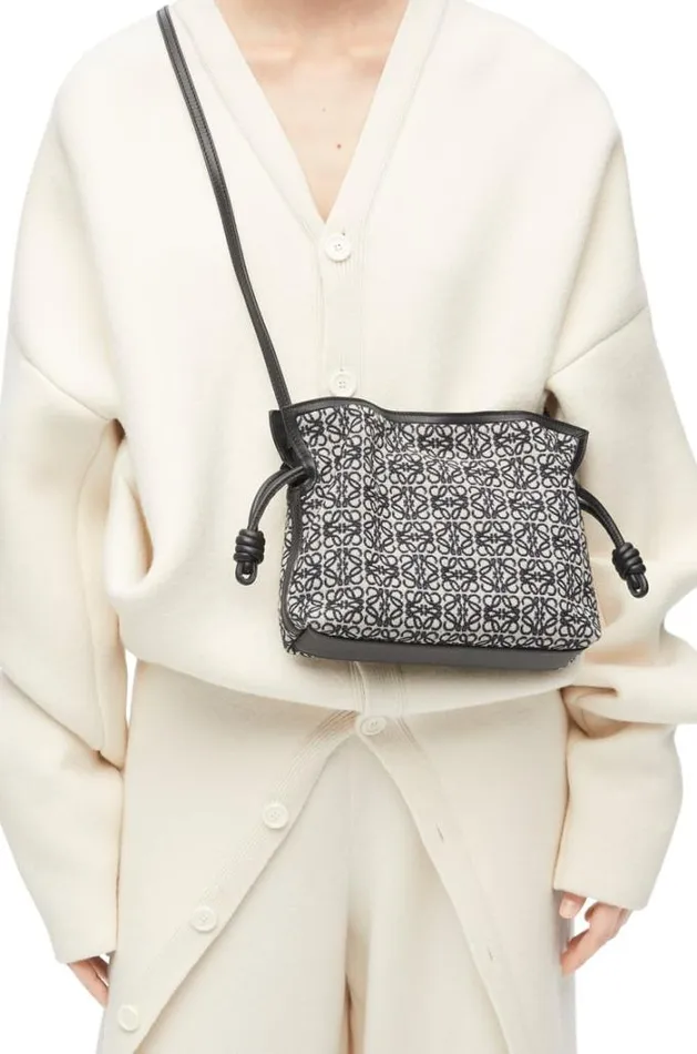 Loewe Mini Flamenco Clutch In Anagram Jacquard And Calfskin Navyblack Women Mini Bags