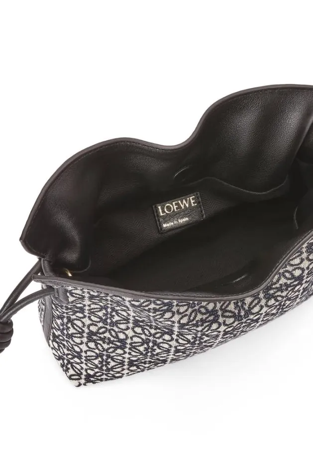 Loewe Mini Flamenco Clutch In Anagram Jacquard And Calfskin Navyblack Women Mini Bags