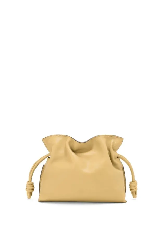 Loewe Mini Flamenco Clutch In Nappa Calfskin Dark Butter Women Shoulder Bags