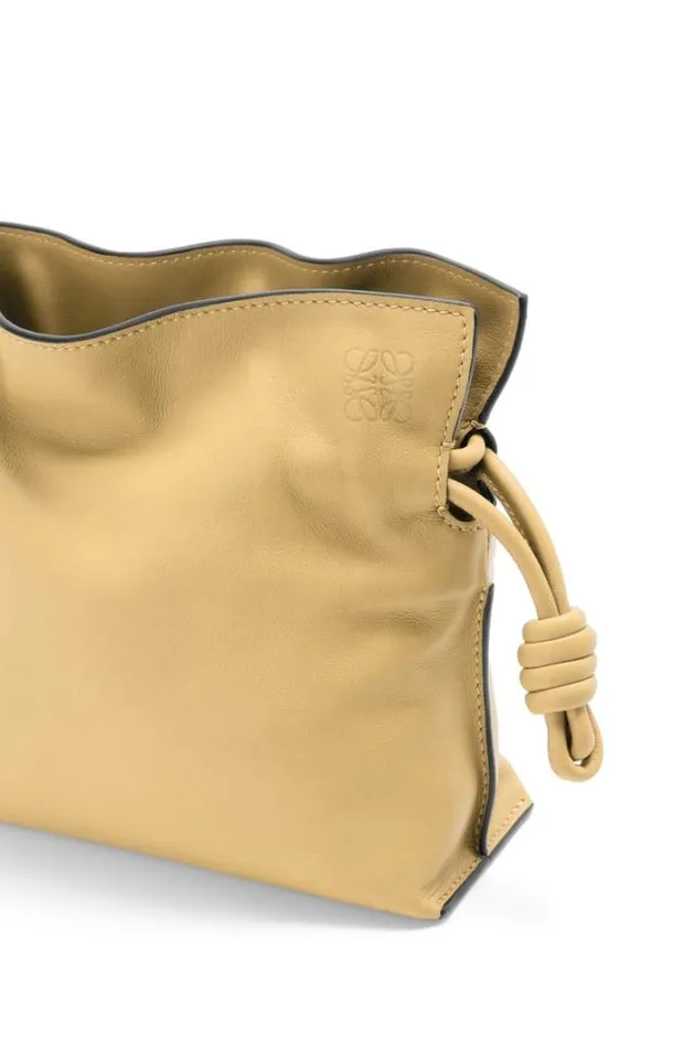 Loewe Mini Flamenco Clutch In Nappa Calfskin Dark Butter Women Shoulder Bags